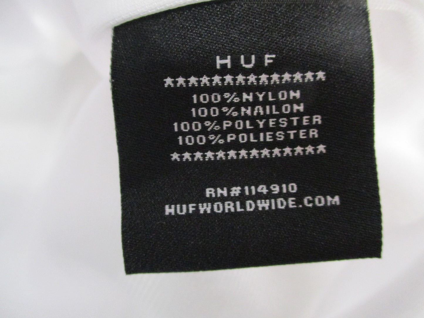 HUF Jacket Mens Large White Coach Windbreaker Snap Front Skateboarding 16516