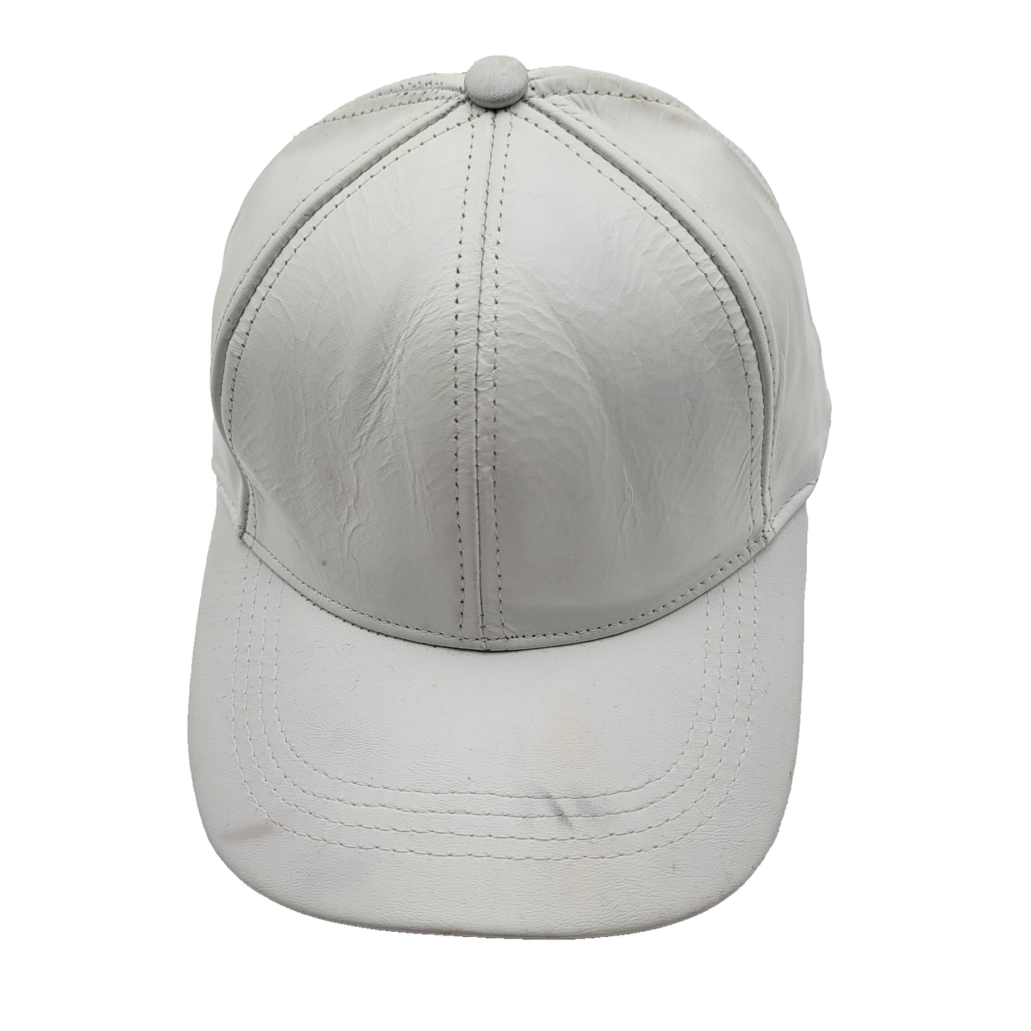 Genuine Leather Hat Cap Strap Back White USA Made One Size Mens Classic0