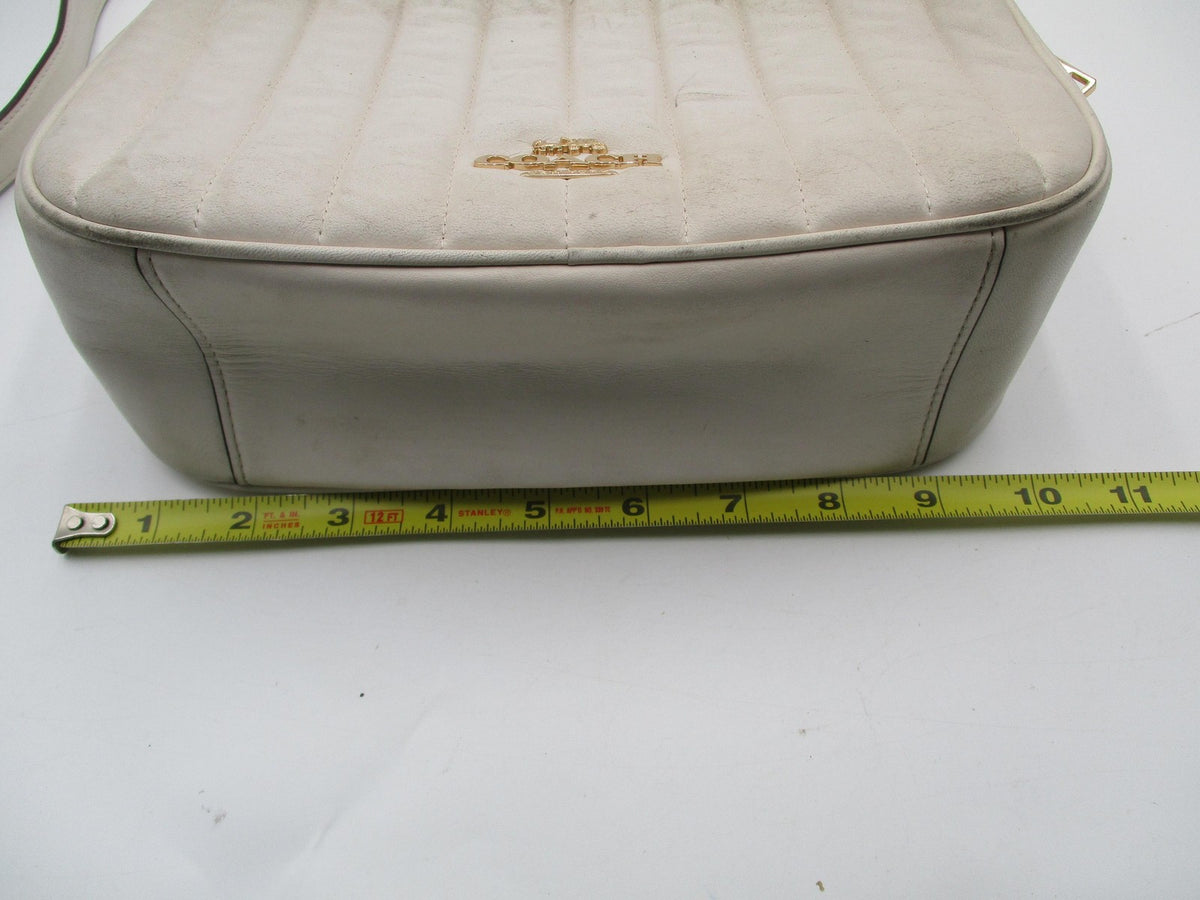 Coach Crossbody Bag Womens Small White Quilted Leather Gold Hardware Zip11
