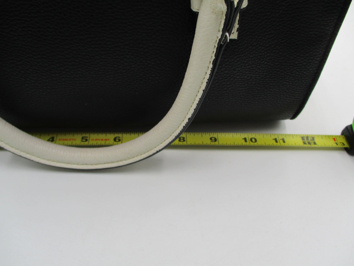Christian Siriano Satchel Handbag Black Cream Bow Strap Used7