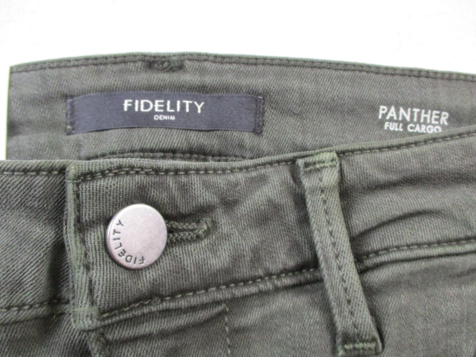 Fidelity Denim Panther Full Cargo Jeans Womens 26 Deep Sage Green Made USA 14613