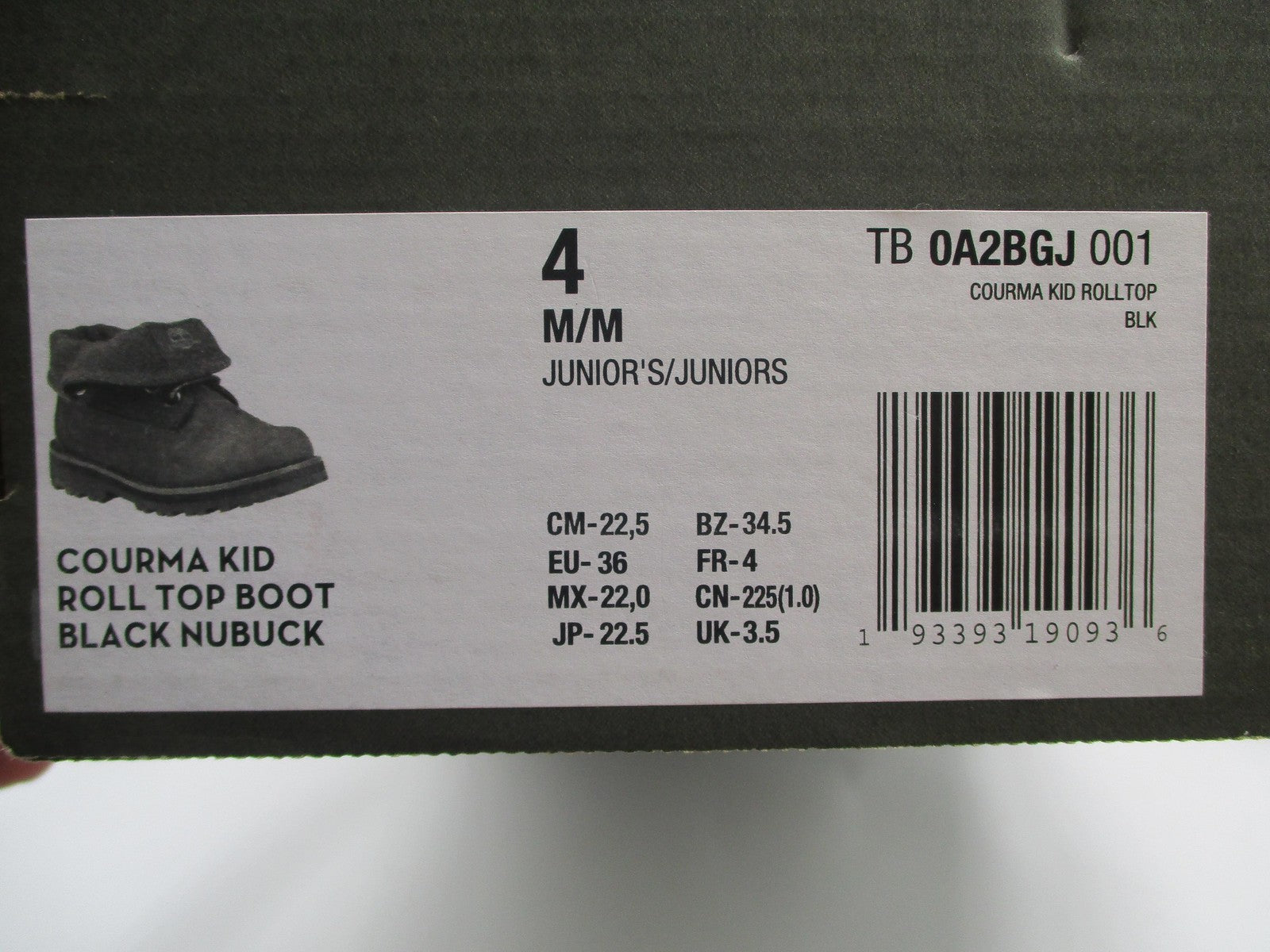 Timberland Courma Kid Roll Top Boots Youth Size 4 Black Nubuck Outdoor15