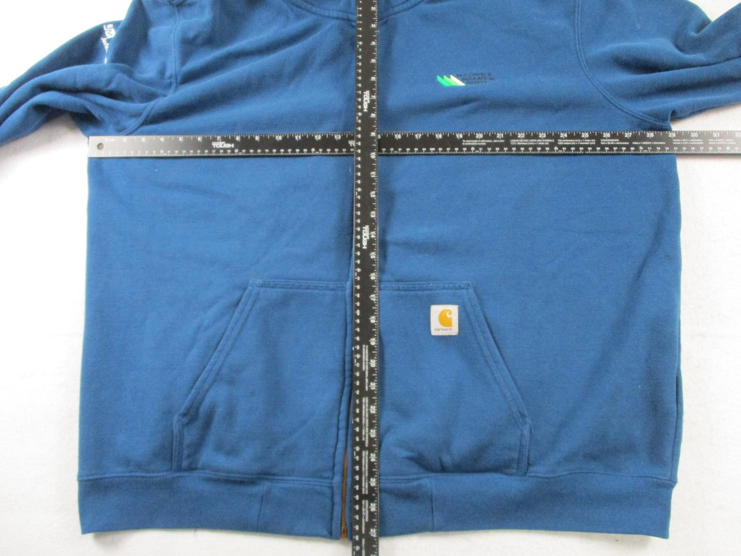 Carhartt Sweatshirt Mens 2XL Blue Full Zip Fleece Original Fit Logo Workwear9