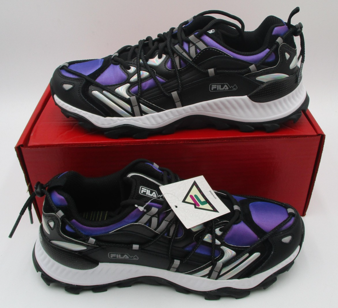 Fila Explore Energized Shoes Mens Size 8.5 Black Purple Trail Sneakers (1B8)2