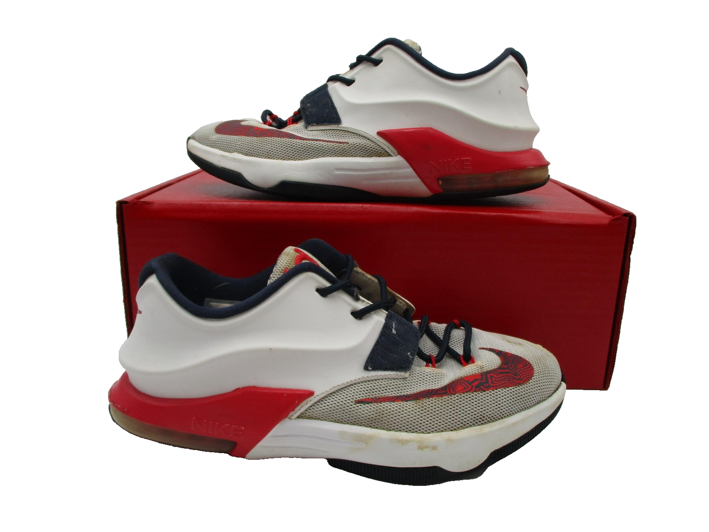 Nike KD7 Youth Size 6Y White Red Navy USA Basketball Sneakers 669942100 (1D8)0