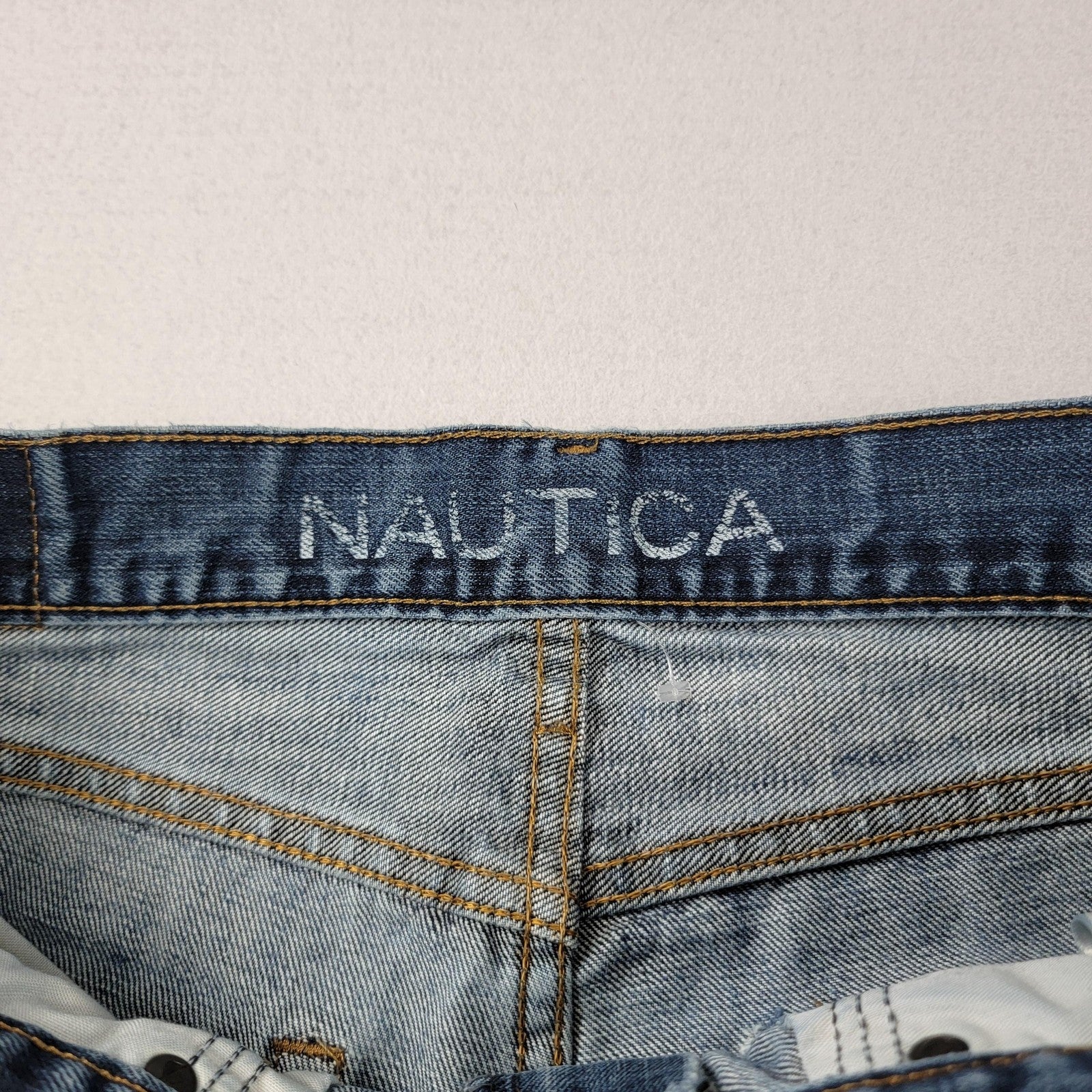 Nautica Jeans Mens 32x32 Blue Straight Fit Denim 5 Pocket Classic 1P3034M