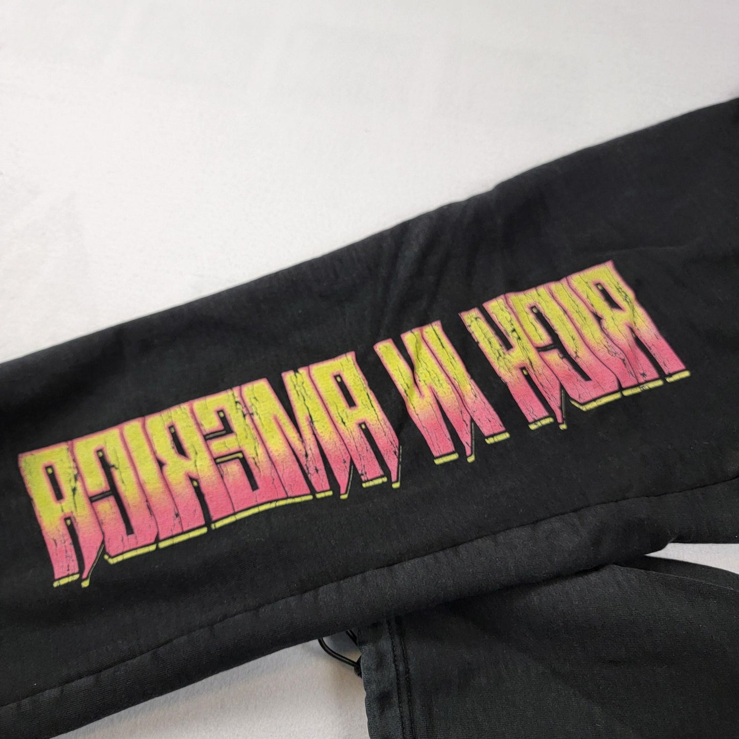 MADE Pants Mens Lg Black Rich Motion Graphic Sweatpants Toggle Hem MD1031