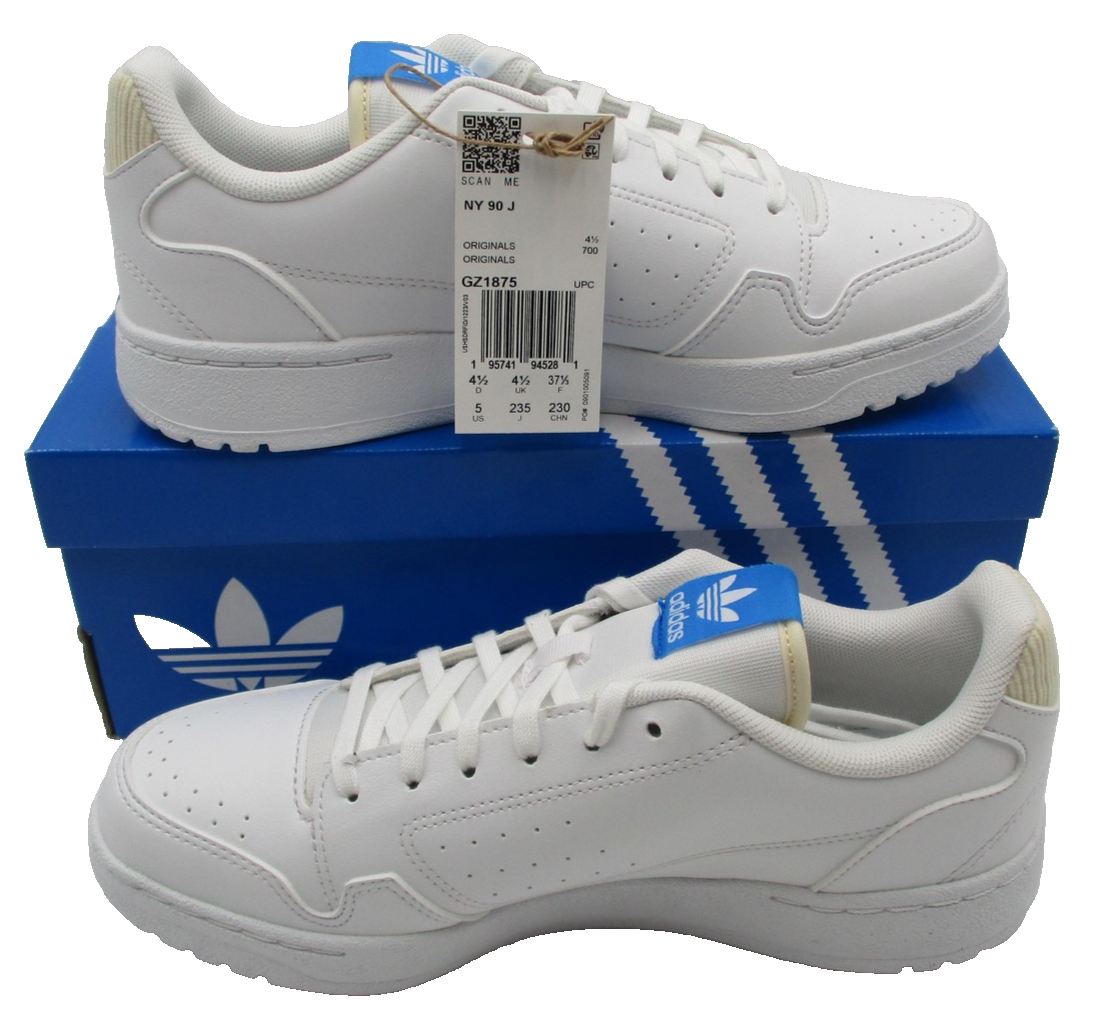 Adidas NY 90 J Shoes Girls Size 5 White Blue Originals Casual Sneakers GZ18753