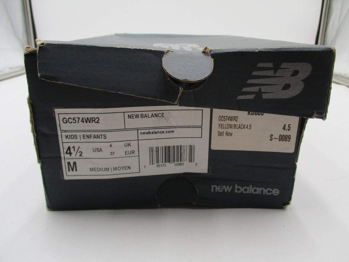 New Balance 574 Shoes Boys Size 4.5 Yellow Black Running Sneakers GC574WR215