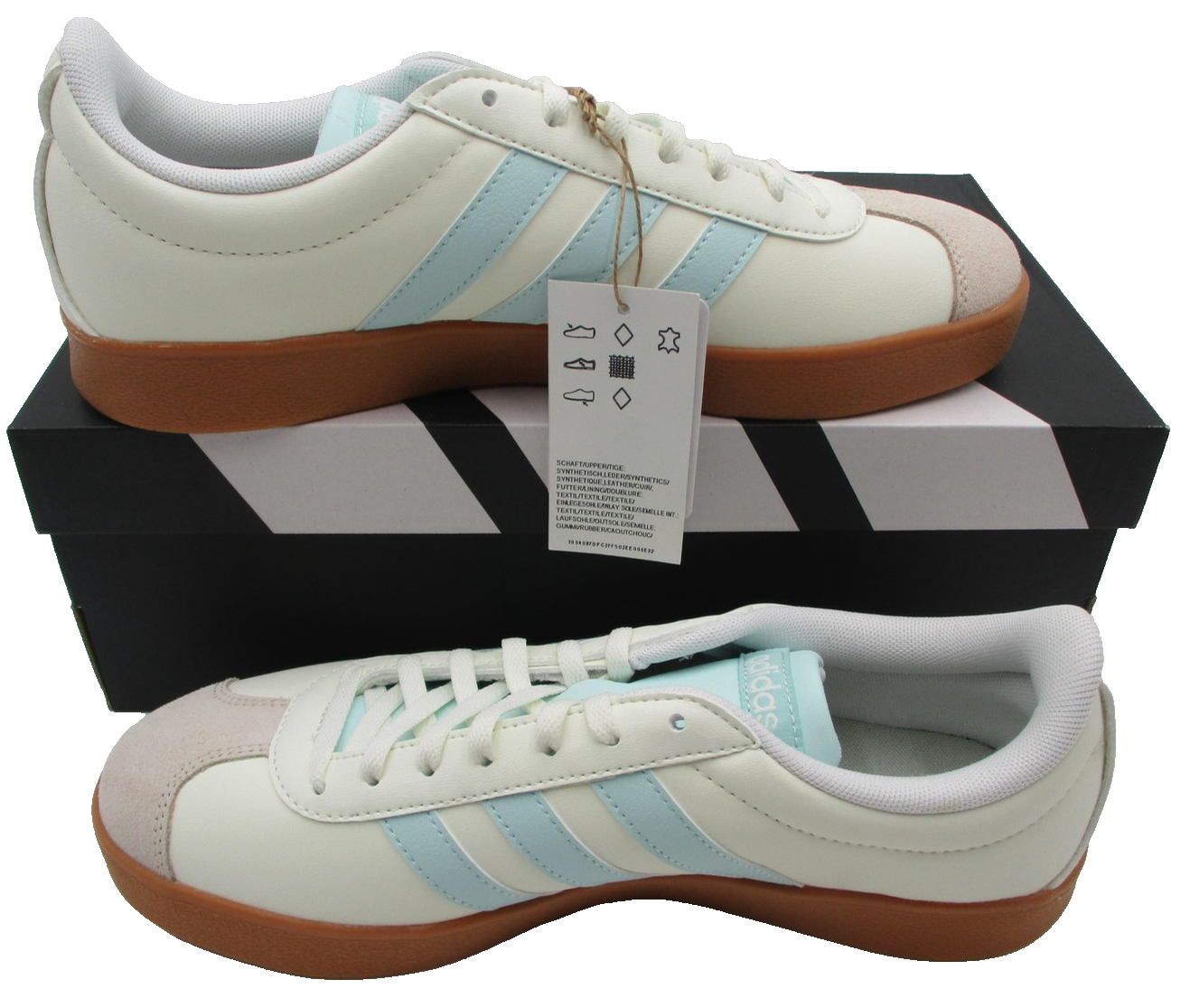 Adidas VL Court Base Shoes Womens Size 8.5 White Gum Court Sneakers JI17673