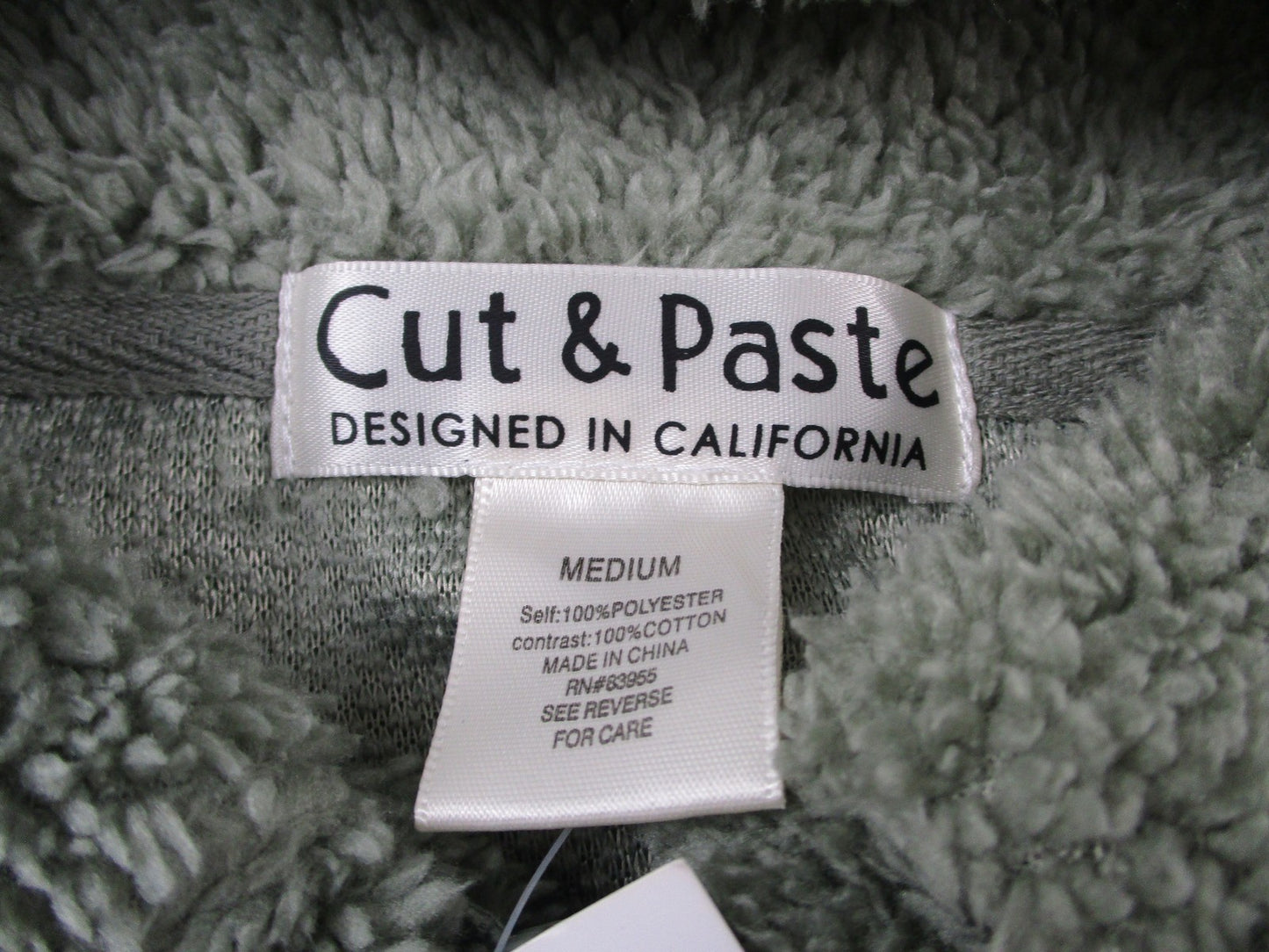 Cut & Paste Sunflower Sherpa Jacket Womens Medium Green Fleece Embroidered 13392