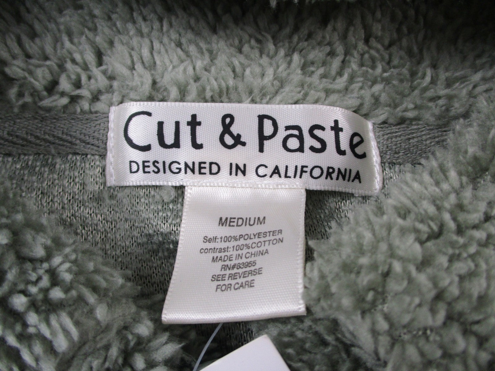 Cut & Paste Sunflower Sherpa Jacket Womens Medium Green Fleece Embroidered 13392