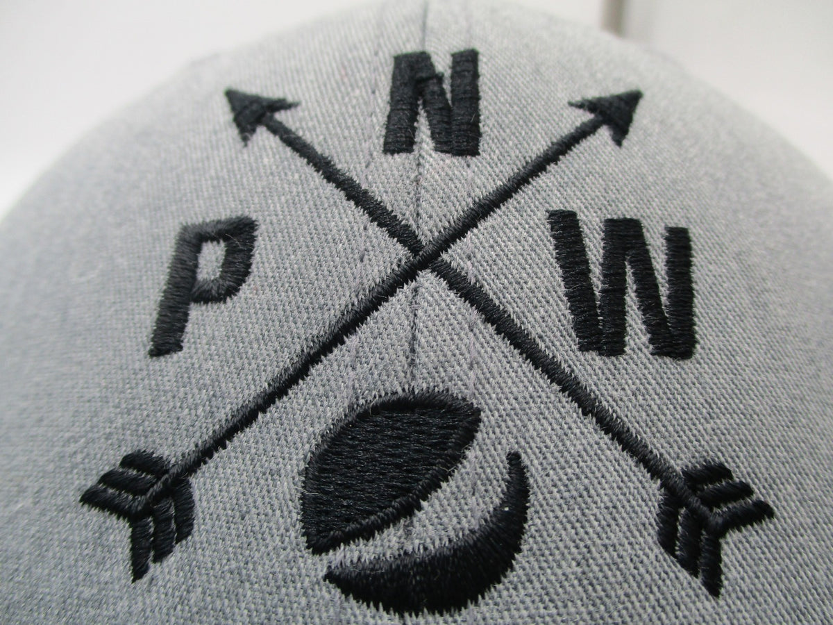 PNW Yupoong Hat Cap Snap Back Mens One Size Gray Black Trucker Mesh Embroidered2