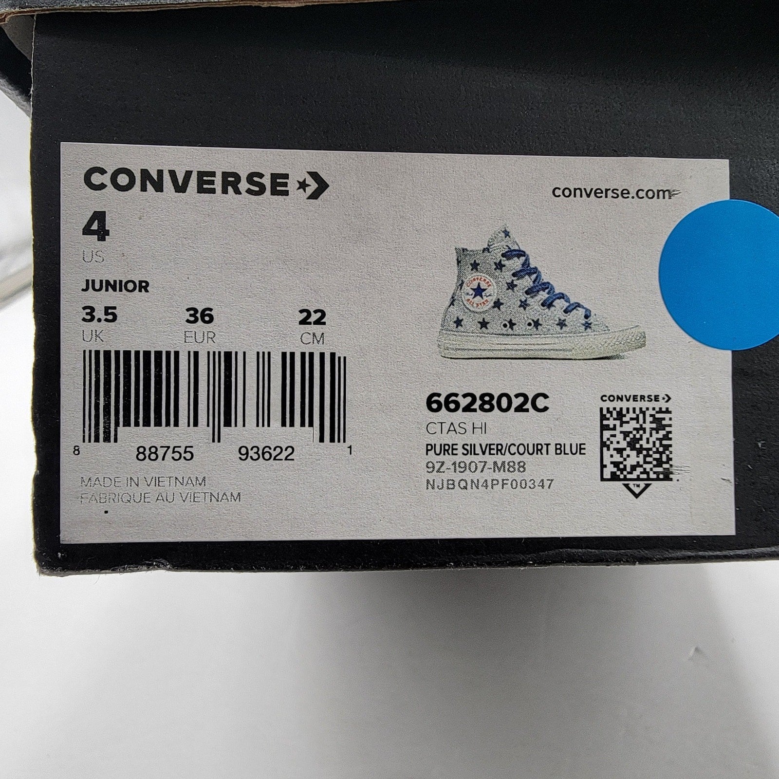 Converse CTAS High 'Glitter Blue Stars' Sz 4Y - New8