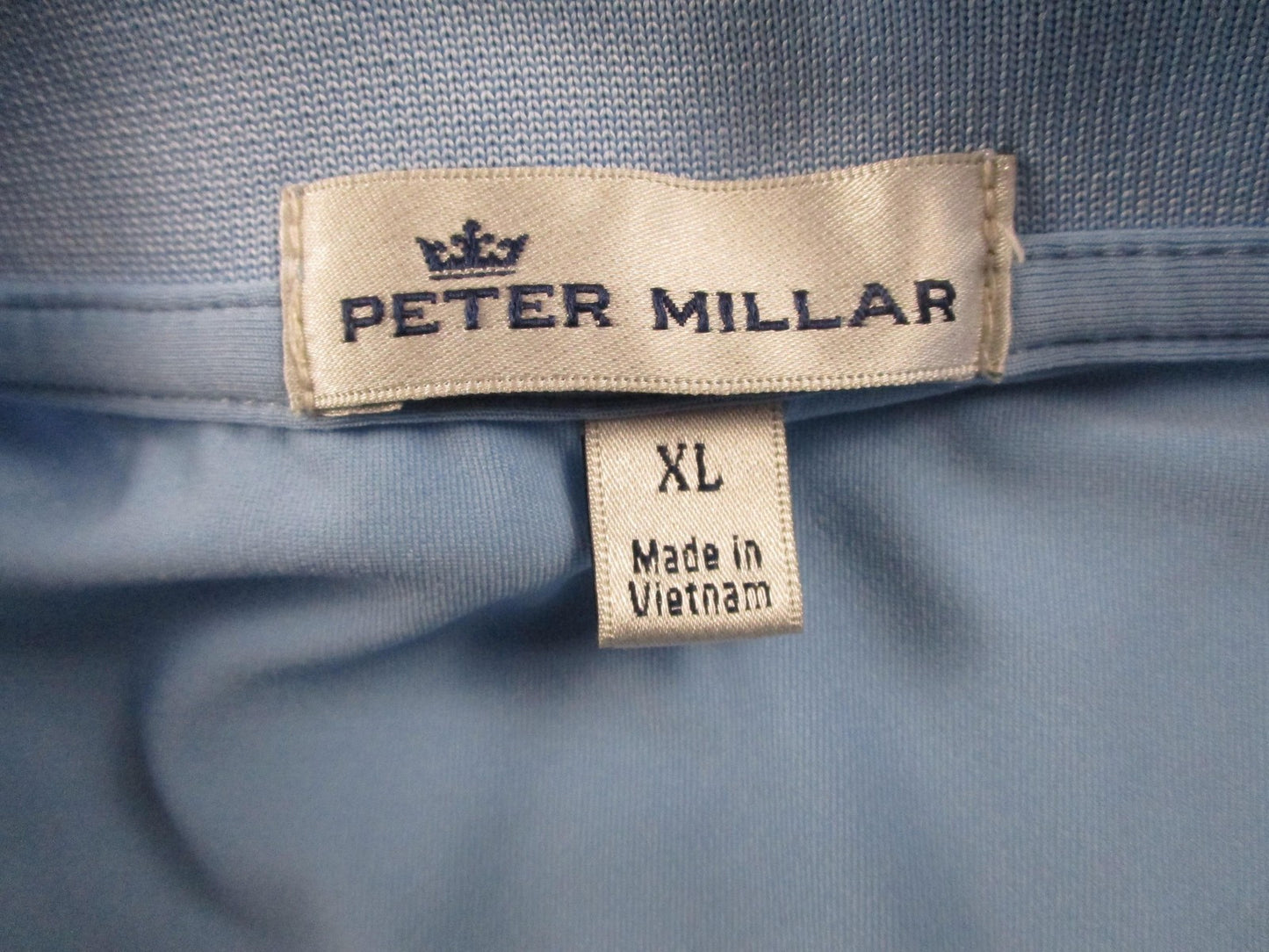 Peter Millar Polo Shirt Mens XL Blue EZGO Logo Performance Stretch Golf 17043