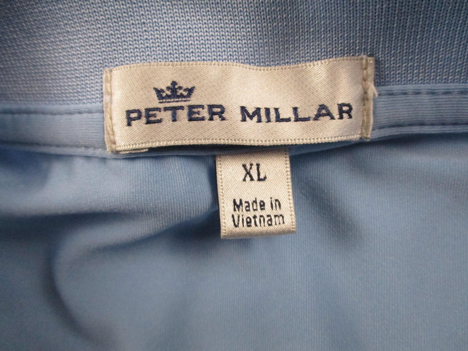 Peter Millar Polo Shirt Mens XL Blue EZGO Logo Performance Stretch Golf 17043