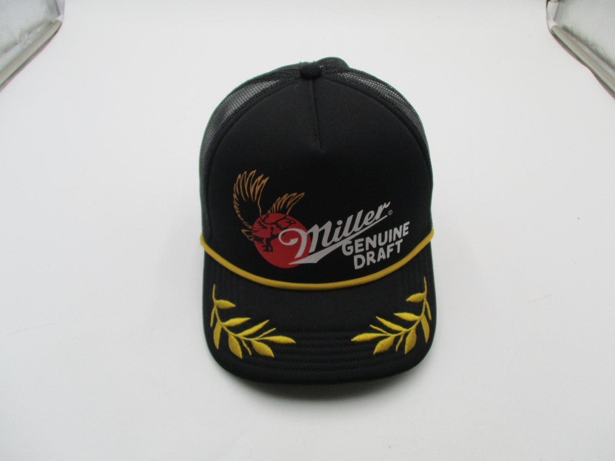 Miller Genuine Draft Black Trucker Hat Mesh Snapback Beer Logo Cap Adjustable2