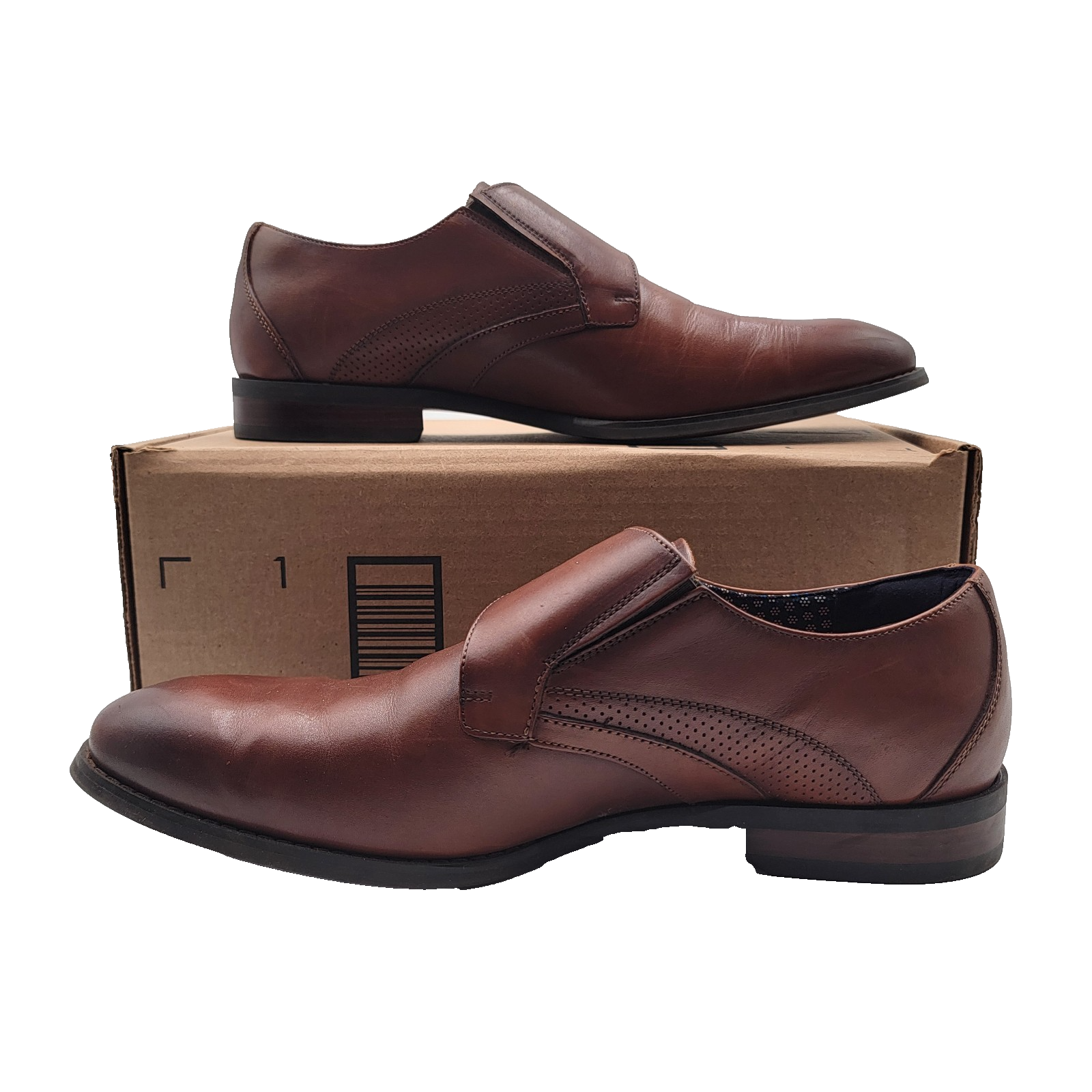 Stacy Adams Karcher Monk Strap Plain Toe  Mens Brown Shoes 25590221 Sz 9.5W1
