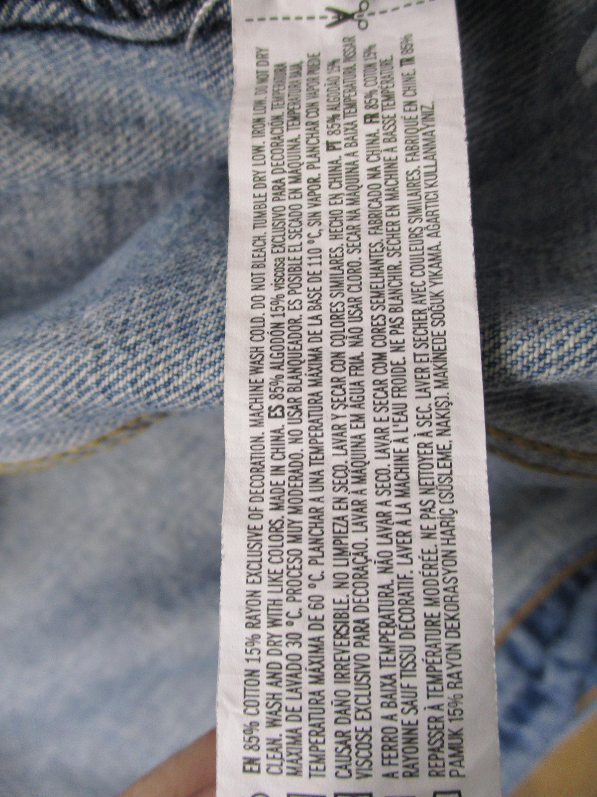 Forever 21 Denim Jacket Mens Medium Light Wash Trucker Rainbow Trim