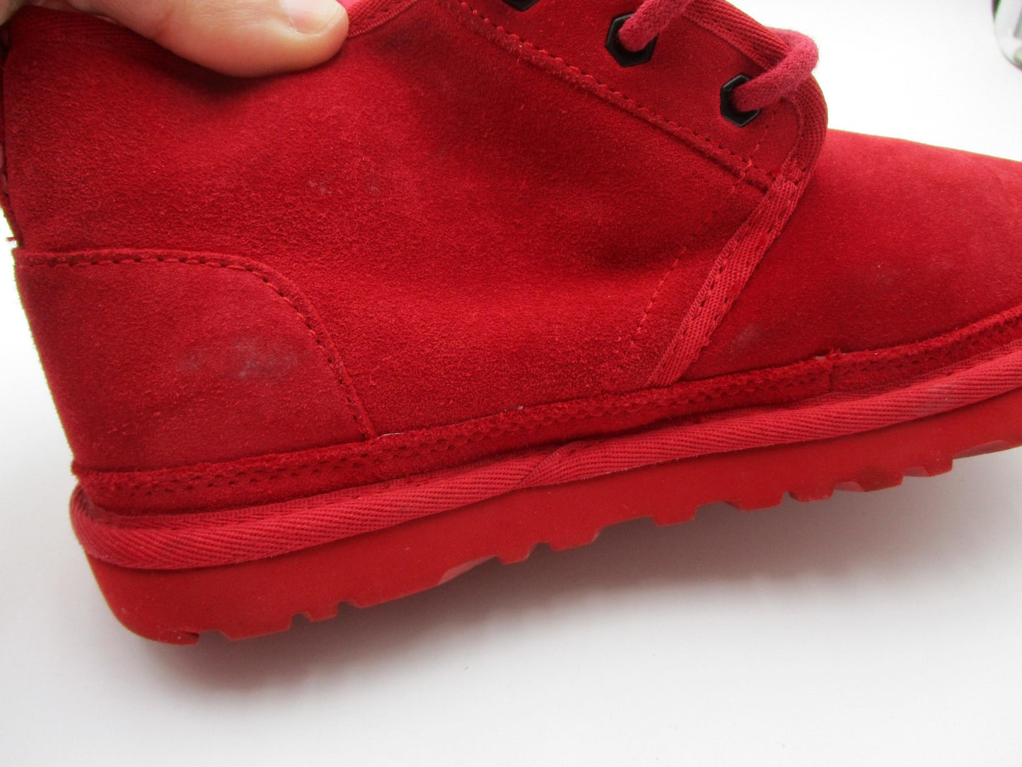 UGG Boots Womens Size 7 Red Suede Sheepskin Lined Ankle Chukka 10942696