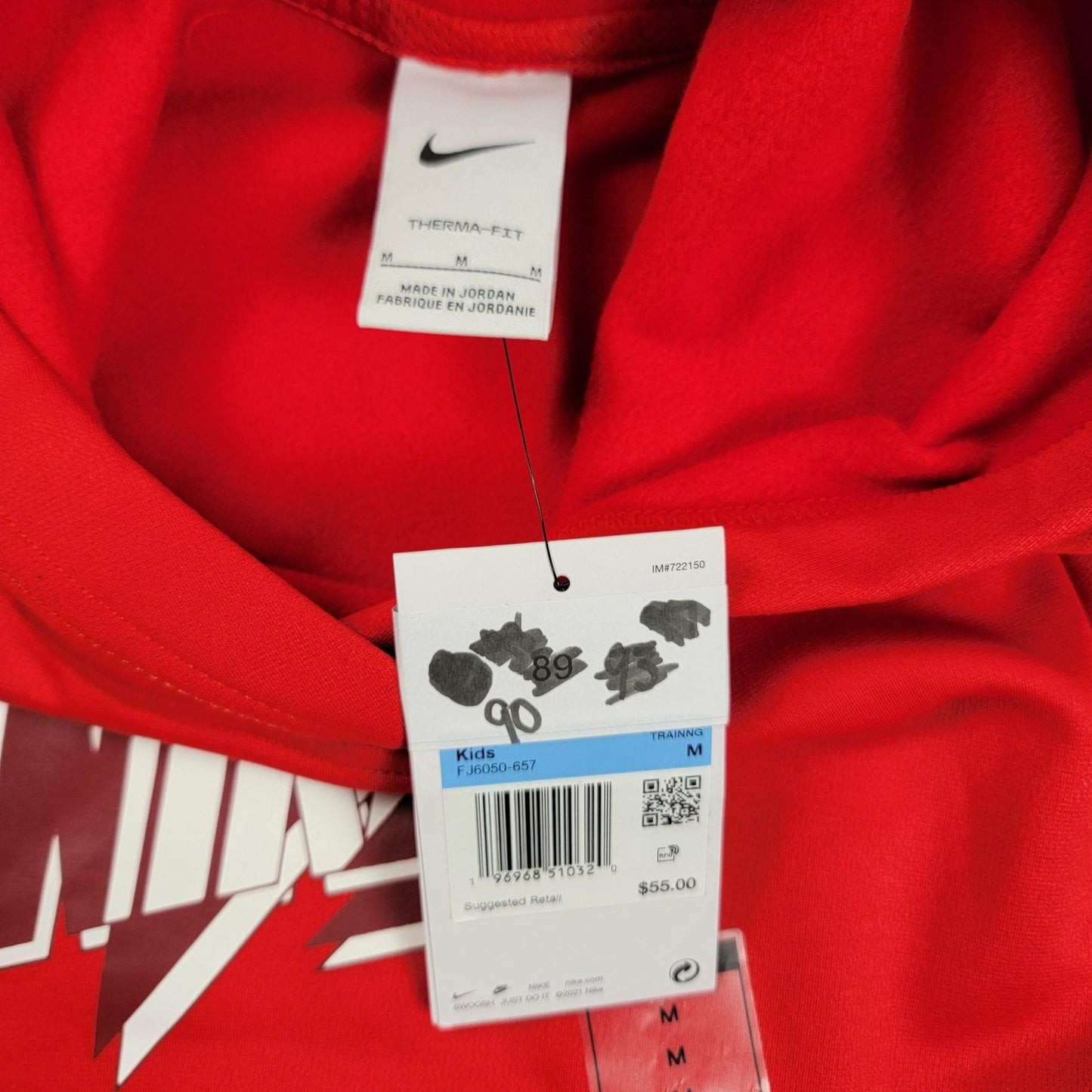 Nike Hoodie Youth Medium Red ThermaFit Pullover Boys Girls FJ6050657