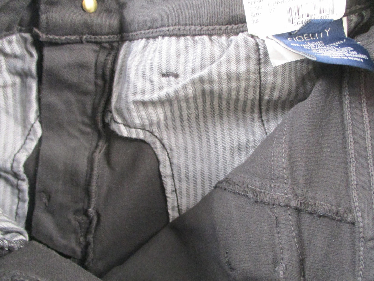 Fidelity Panther Full Cargo Jeans Womens 26 Gray Charcoal Slim Straight USA 146411