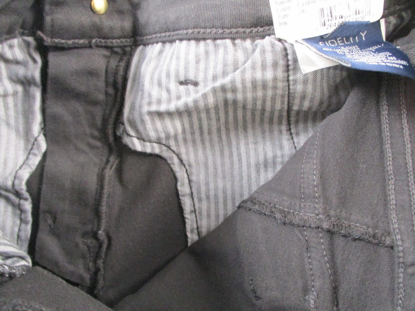 Fidelity Panther Full Cargo Jeans Womens 26 Gray Charcoal Slim Straight USA 146411