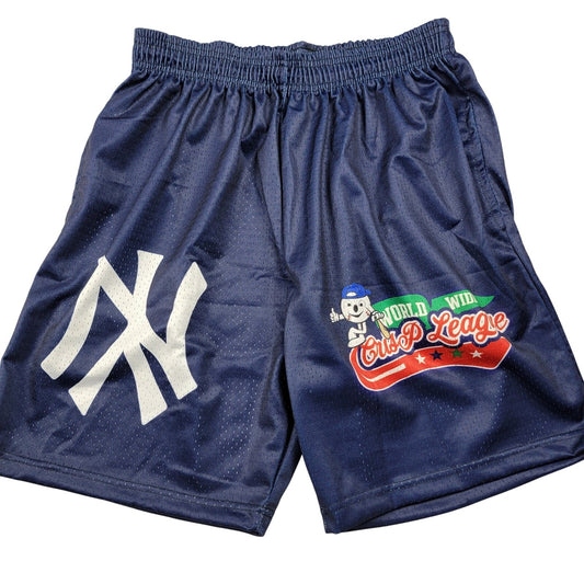 Crisp World Wide League Mesh Shorts Navy 2XL NY Logo Basketball Streetwear0