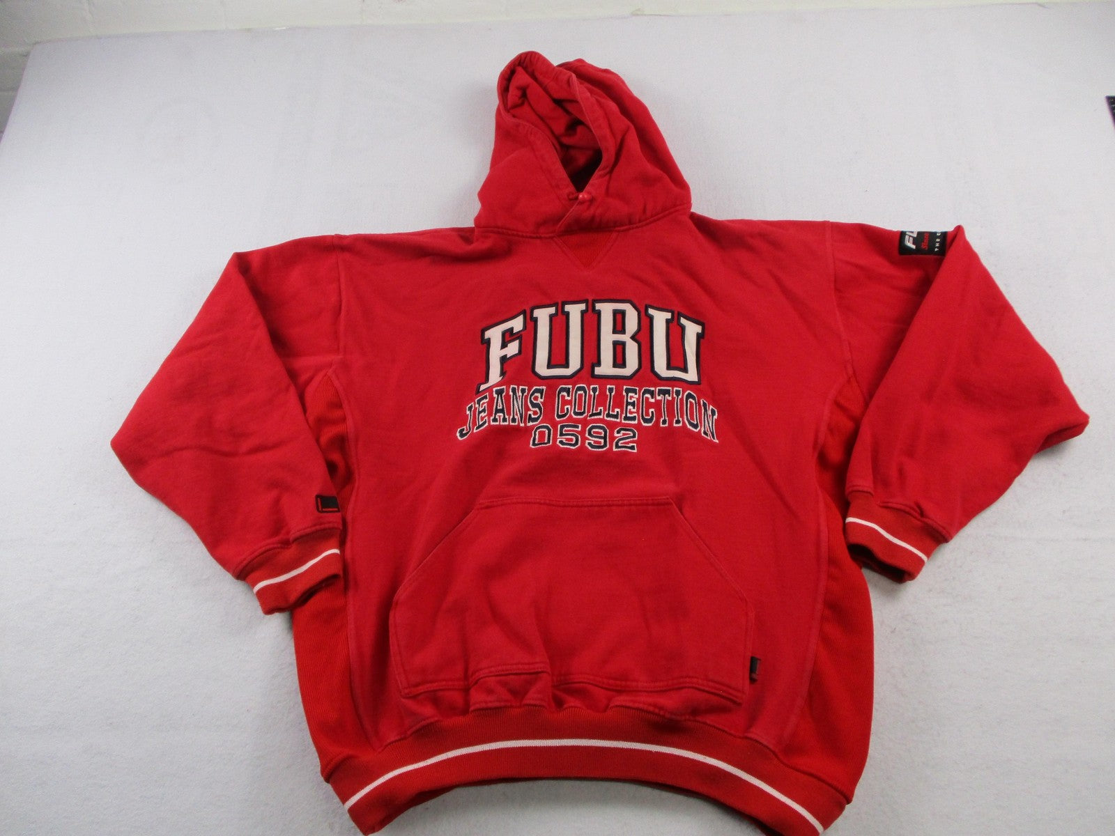 FUBU Hoodie Mens XL Red Pullover Fleece Sweatshirt Jeans Collection 05920