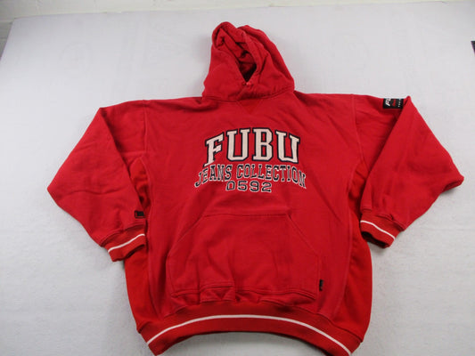 FUBU Hoodie Mens XL Red Pullover Fleece Sweatshirt Jeans Collection 05920