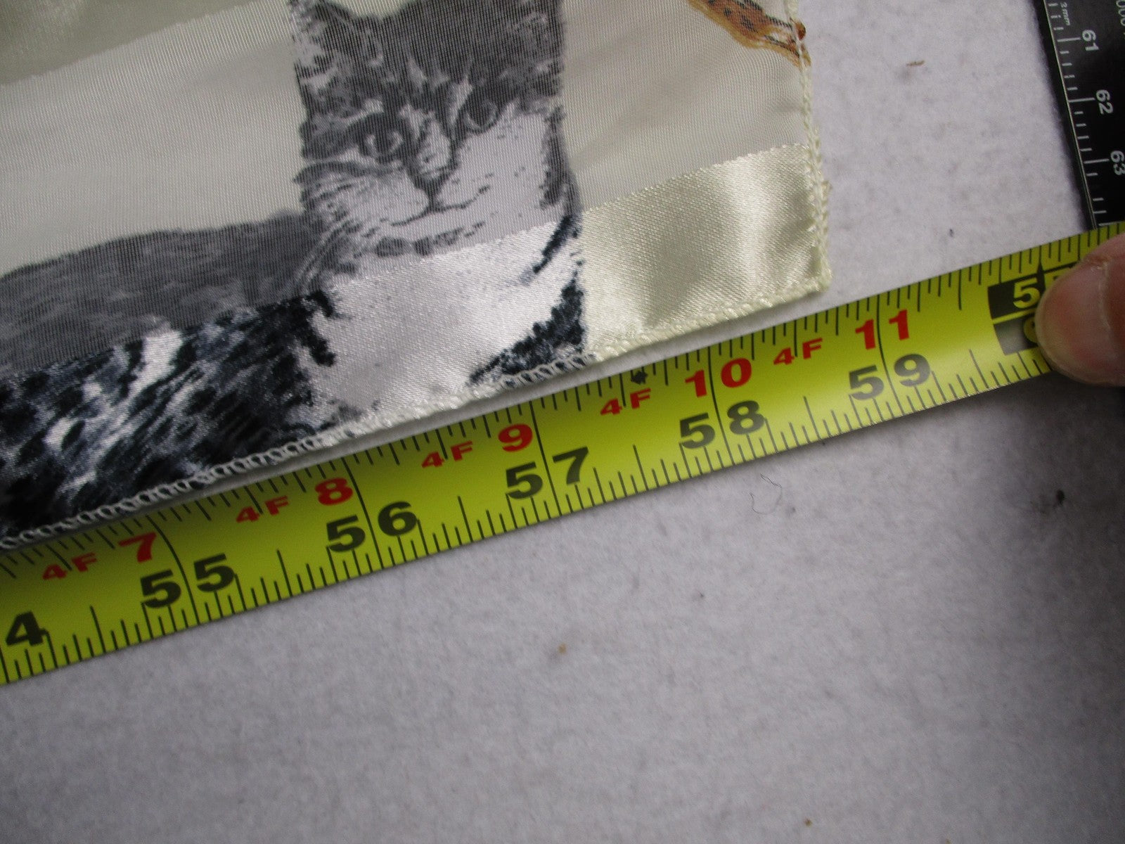 Scarf Womens White Satin Cat Print Rectangle Animal Graphic Long Wrap Shawl2