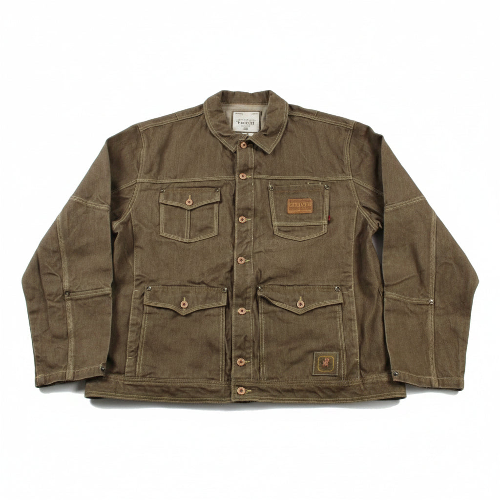 Parish Jacket Mens 4XL Brown Cotton Denim Military Workwear Snap Front Outdoor0