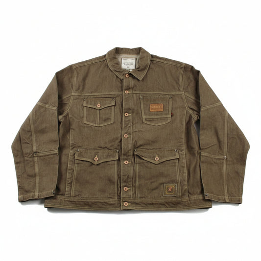 Parish Jacket Mens 4XL Brown Cotton Denim Military Workwear Snap Front Outdoor0