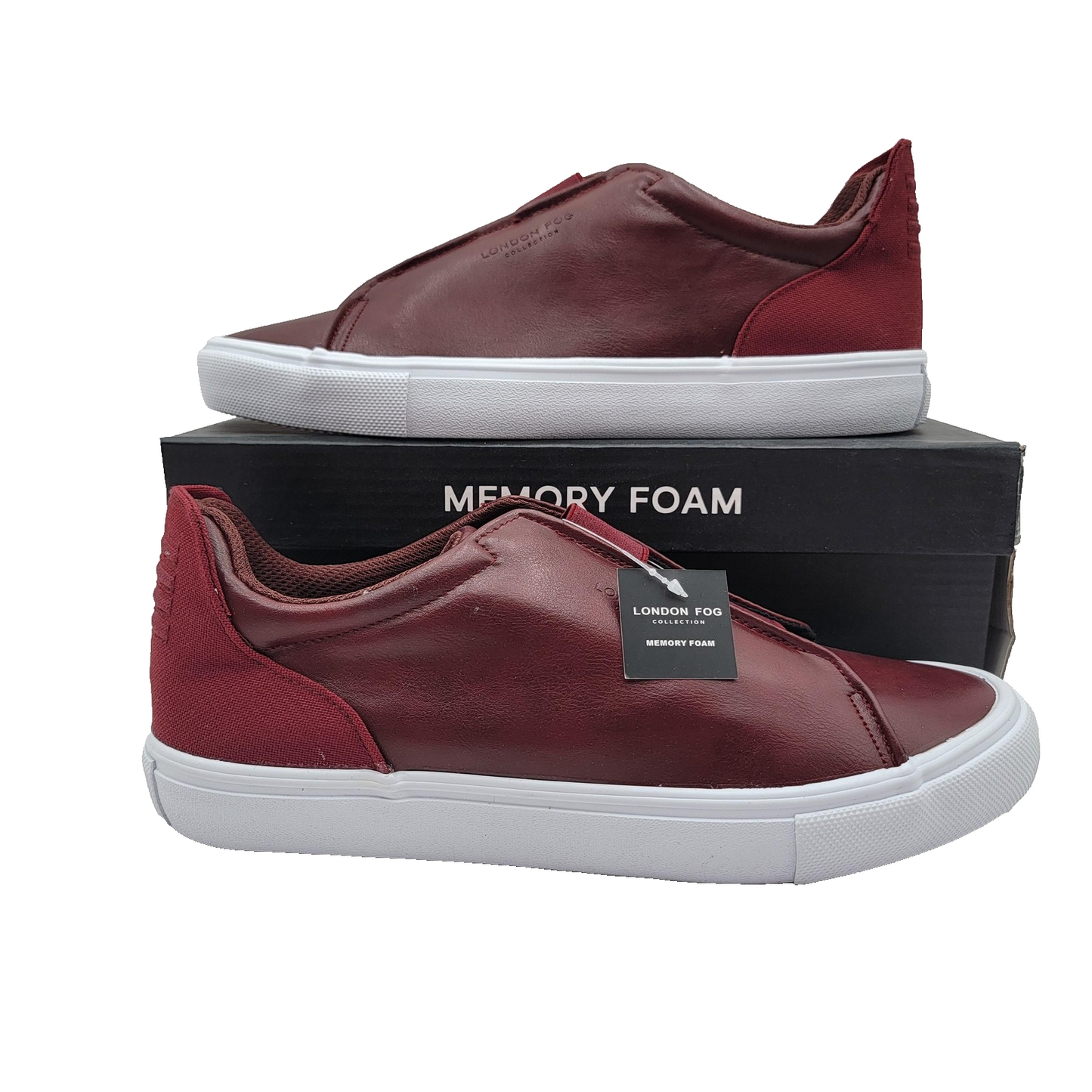 London Fog Shoes Mens Size 10M Red Cabernet Francis Slip On Memory Foam Comfort0