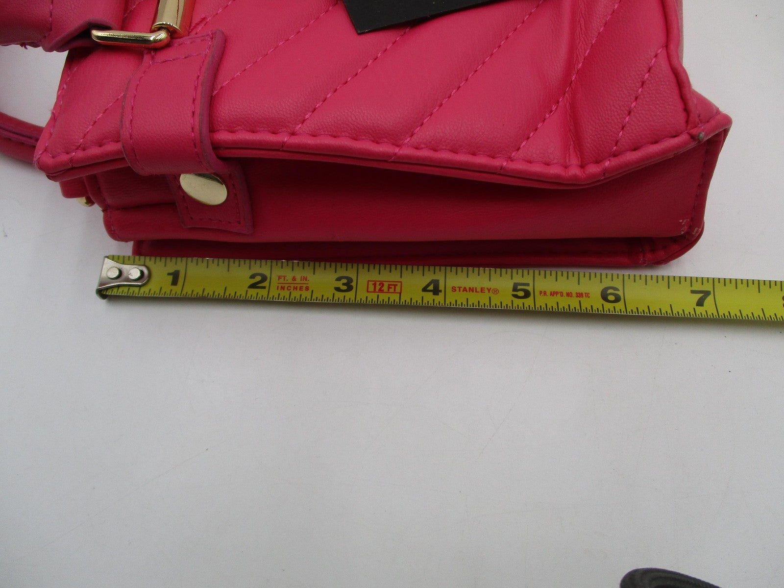 Bebe Satchel Bag Womens Mini Hot Pink Quilted Faux Leather Crossbody Purse Gold10