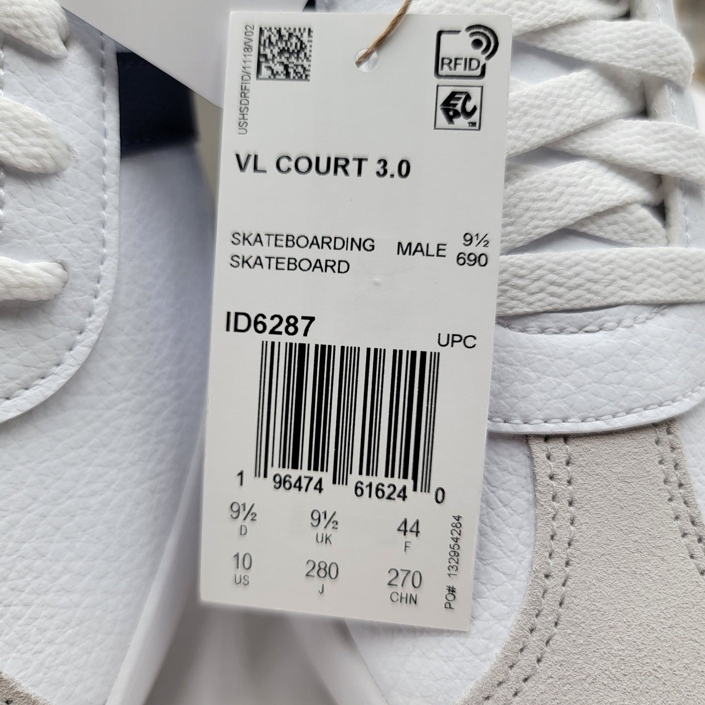 Adidas VL Court 3.0 White Dark Blue  Size 10  New!6
