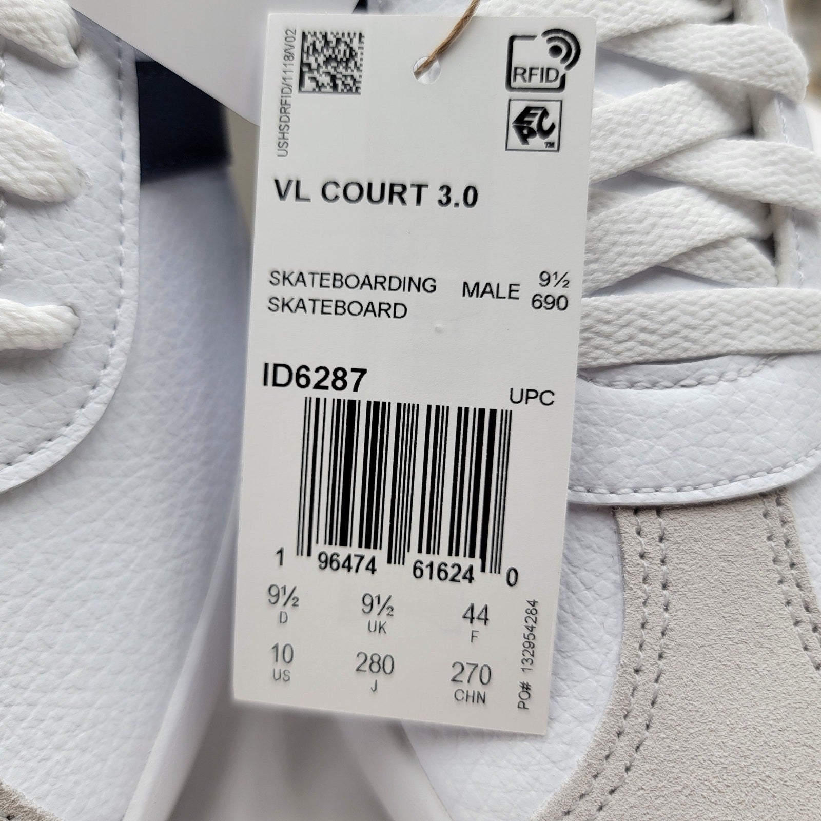 Adidas VL Court 3.0 White Dark Blue  Size 10  New!6