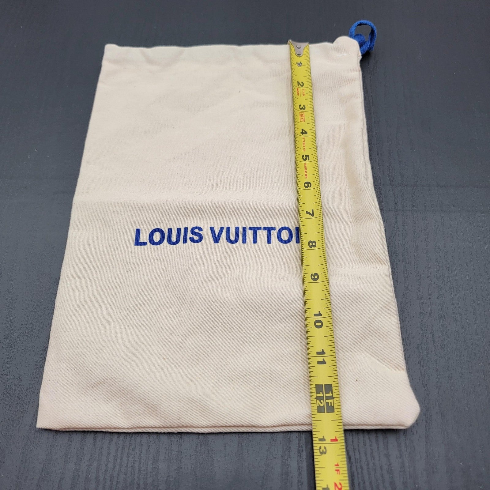 Louis Vuitton Canvas Drawstring Dust Bag Beige Blue Logo Storage Pouch2