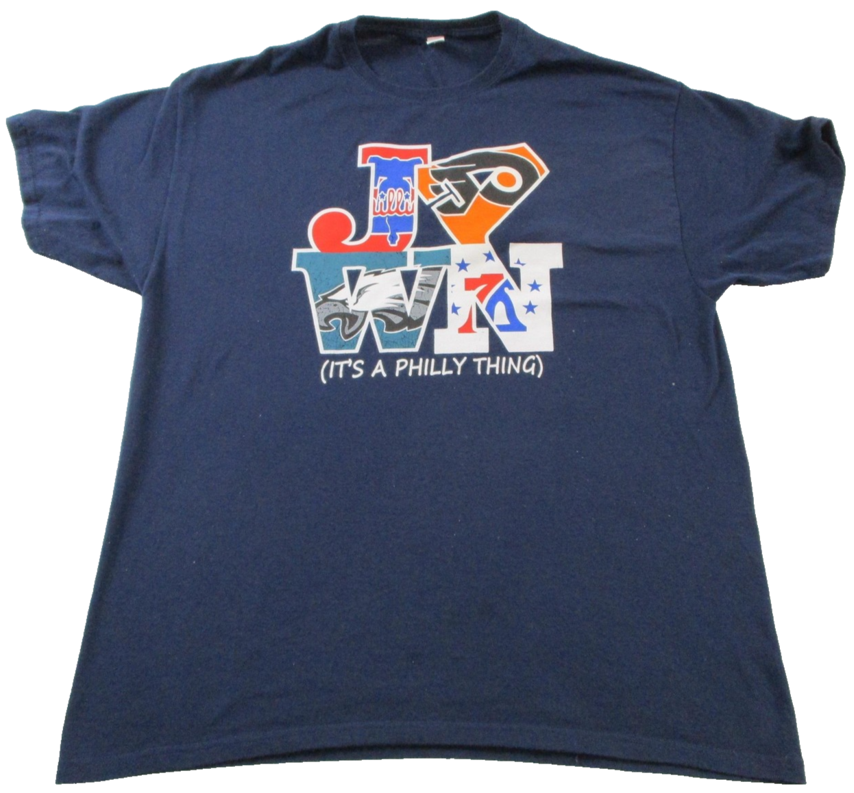 Philadelphia Jawn Shirt Mens XL Blue Philly Eagles Phillies Flyers Jerzees 15870
