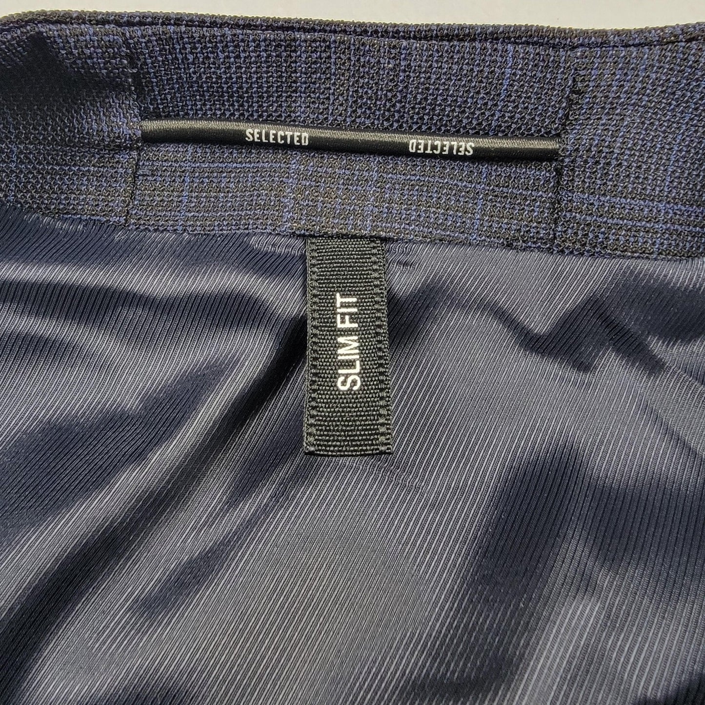 Selected Homme Vest Dark Navy Check Slim Fit Elon Waistcoat