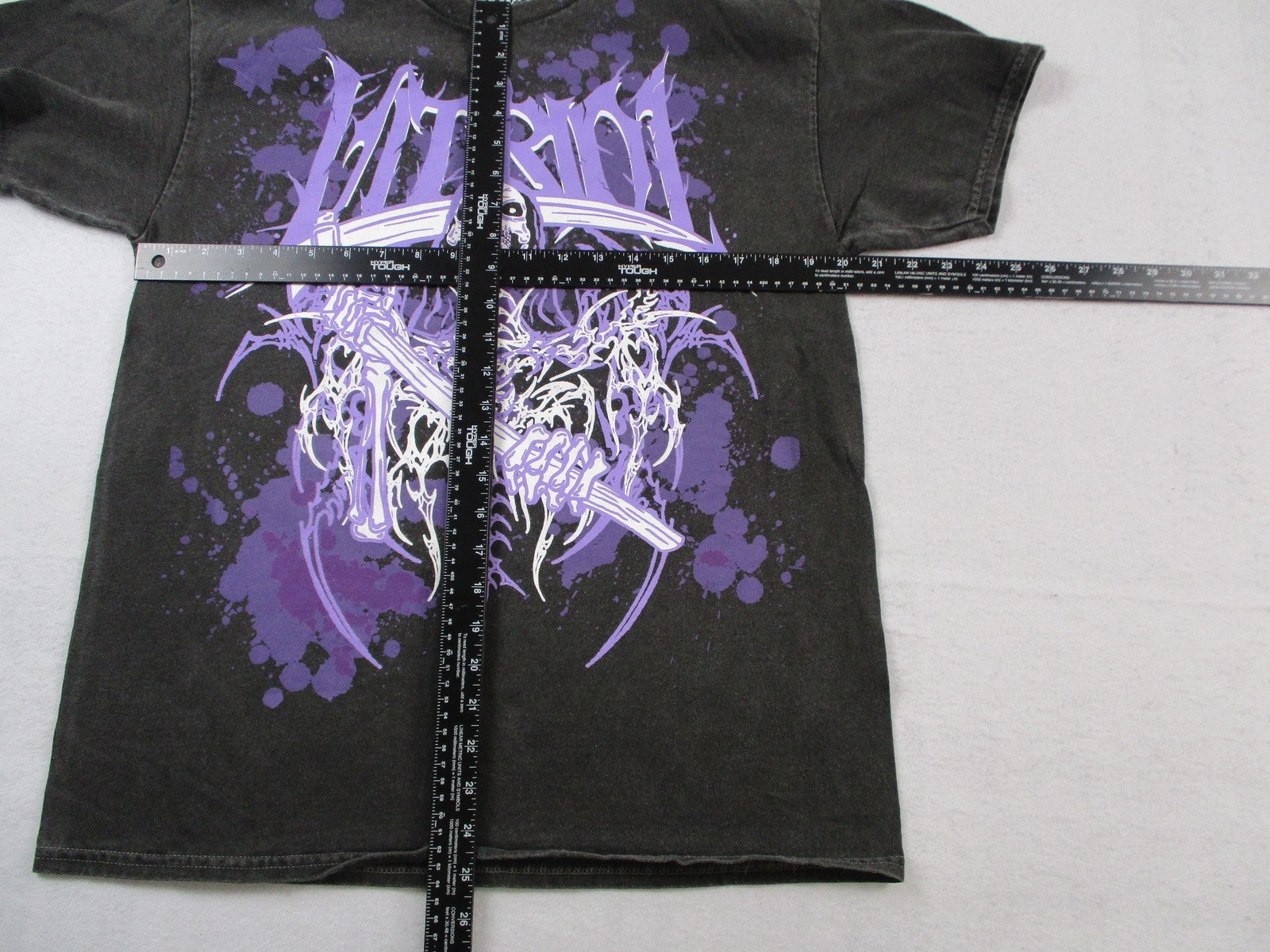 Vitriol Shirt Mens Lg Black Grim Reaper Skull Purple Graphic Tee Gothic 1373743