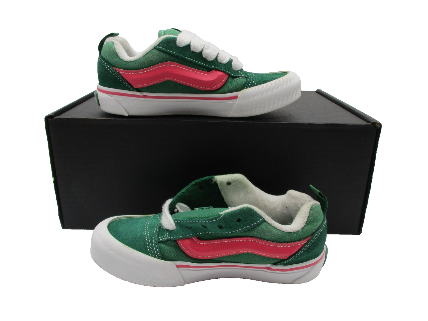 Vans Shoes Kids Size 1 Green Pink White Knu Skool Skate Low Top Lace Up (1B7)1
