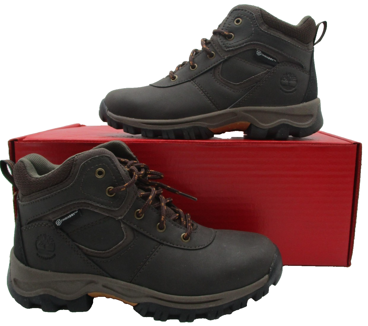 Timberland Boots Boys Sz 2 Brown Waterproof Leather Hiking Snow Trail A16I3 1C10