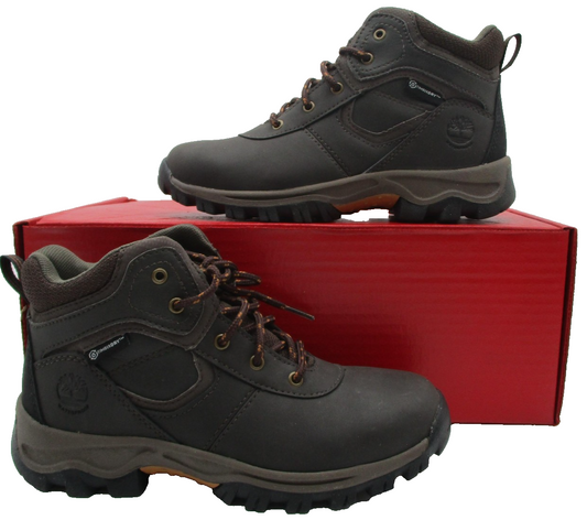 Timberland Boots Boys Sz 2 Brown Waterproof Leather Hiking Snow Trail A16I3 1C10