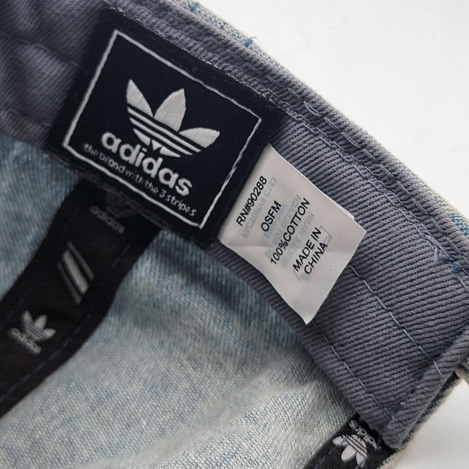 Adidas Hat Strap Back Denim Blue Trefoil Embroidered Mens Distressed Dad Cap5