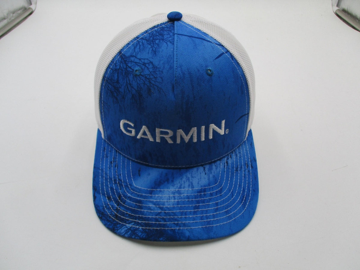 Garmin Hat Cap Snap Back Mens One Size Blue Camo Mesh Trucker Richardson 112PFP1