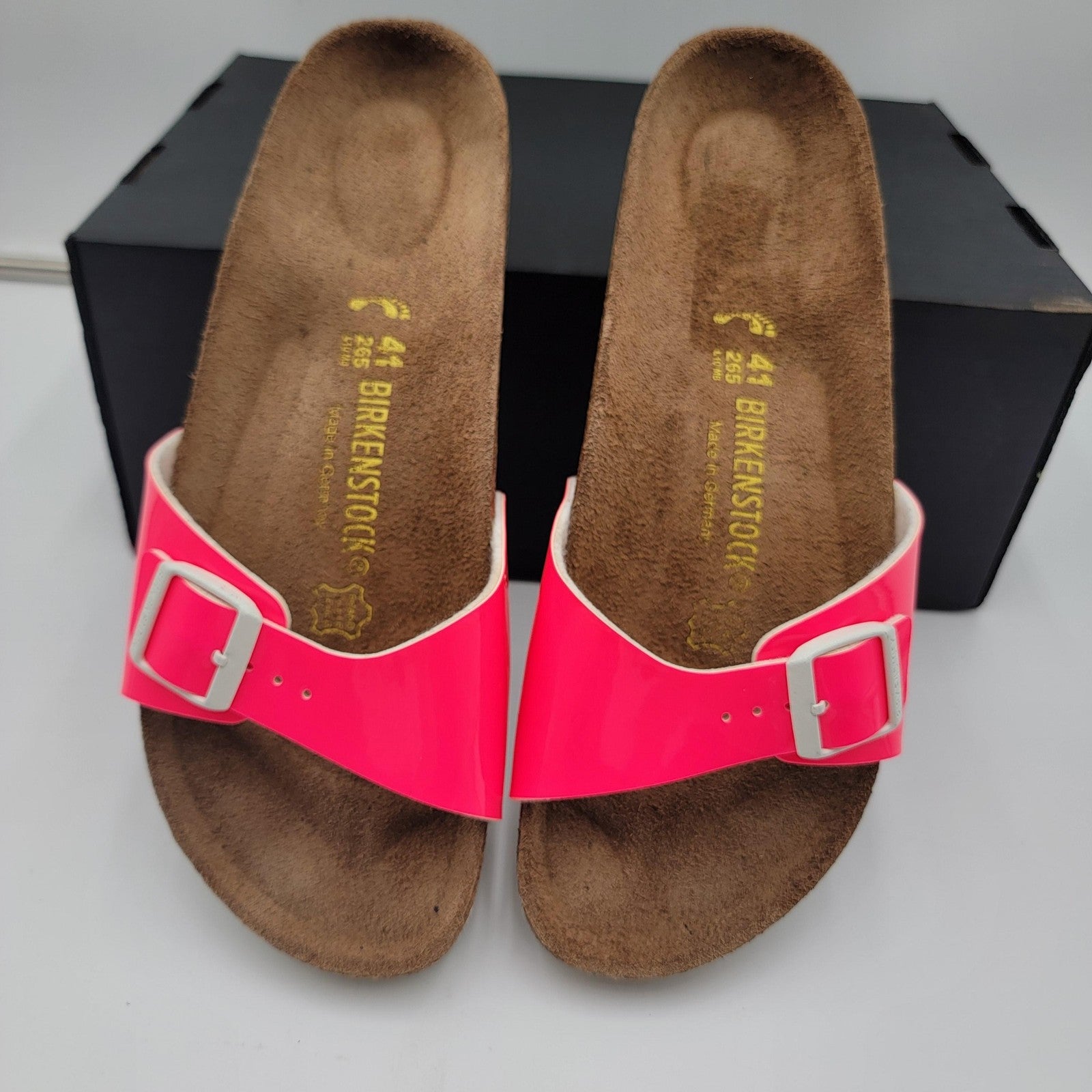 Birkenstock Madrid Shoes Womens Size 11 41 Pink Patent Slide Sandals