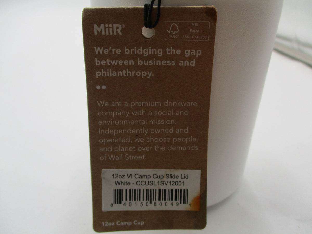 MiiR 12oz Camp Cup Mug White Insulated Handle Slide Lid FCB Logo BRANDED3