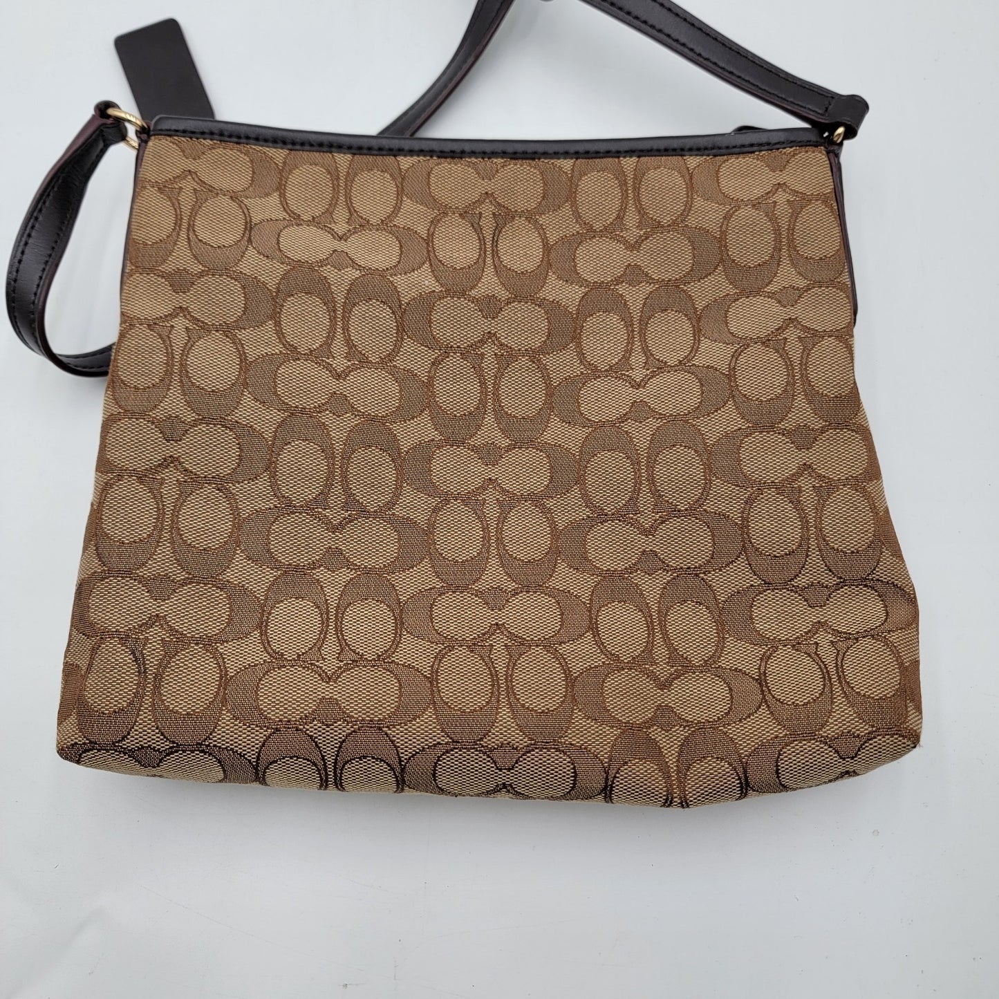 Coach Signature Crossbody Bag Brown Canvas Leather Trim F299602