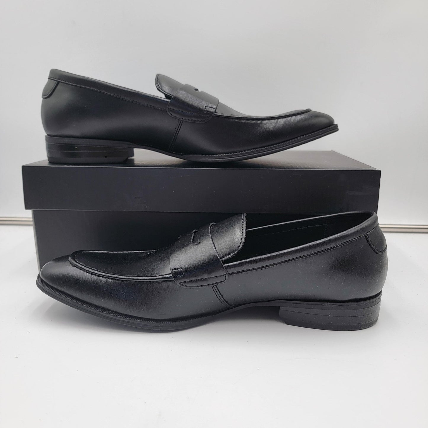Alfani Penny Loafer Shoes Mens Size 10.5 Black Memory Foam Dress Slip On New1